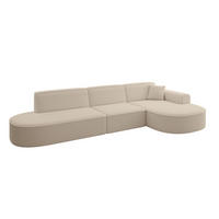 ECKSOFA Ottomane Rechts MARI-L2 - 328x171x79 cm Dunkelbeige Bouclé - Hellbraun/Schwarz, Holzwerkstoff/Kunststoff (171/328cm) - ALTDECOR