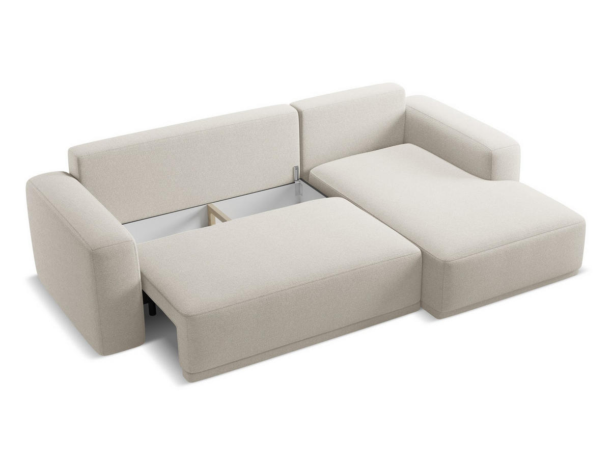 ECKSOFA mit Schlaffunktion Chenille Stoff Grau - Silberfarben/Schwarz, Kunststoff/Textil (258/160cm) - Makamii