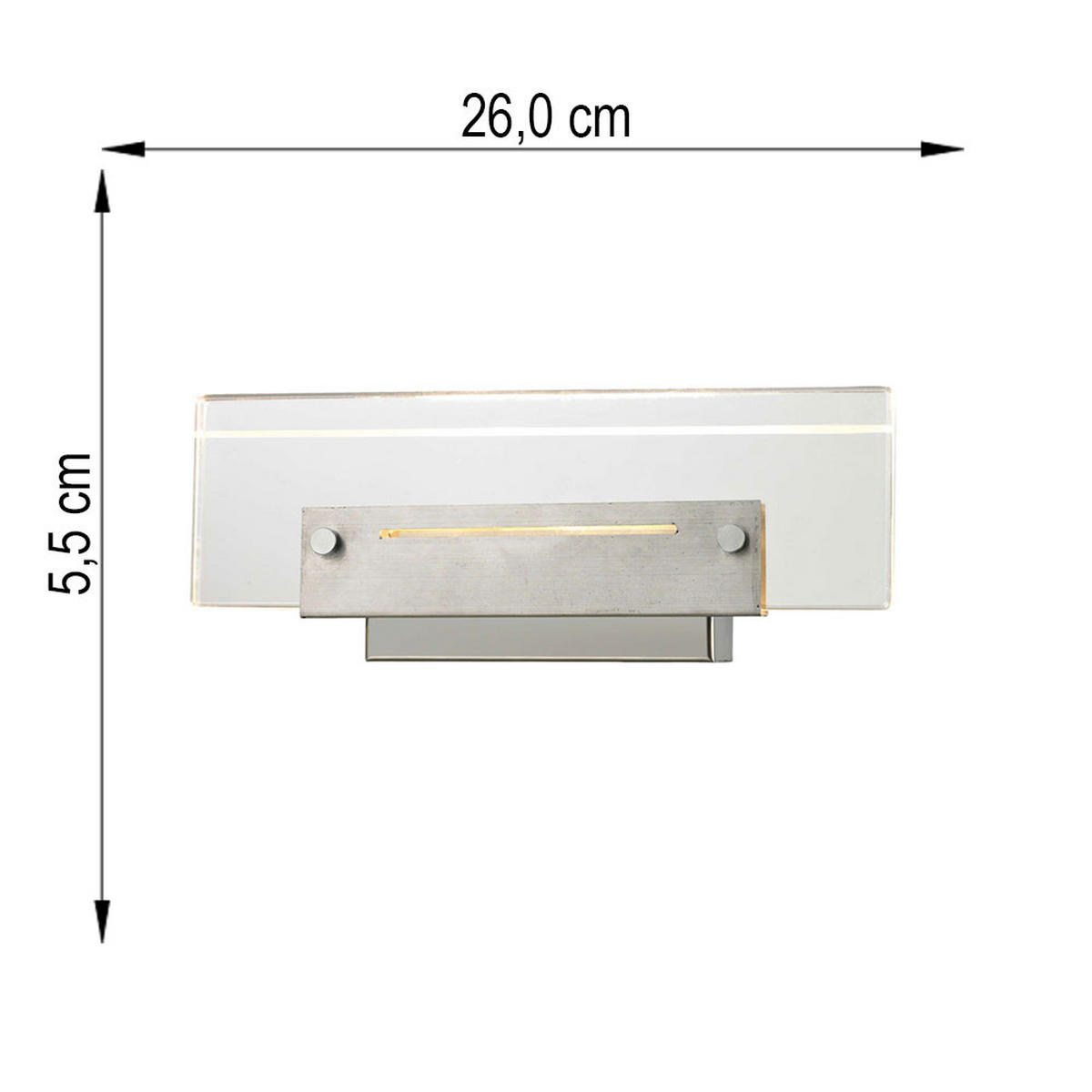 LED WANDLEUCHTE Metall Chrom Silber - Silberfarben, Metall (11/5.5/26cm) - Esto