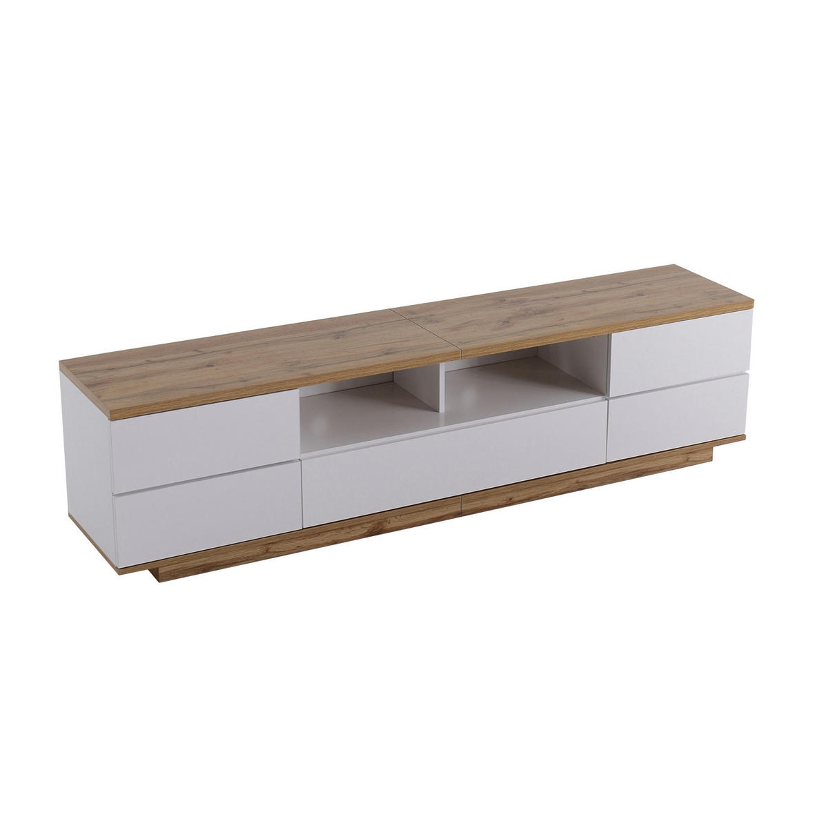 TV ormarić 180/38/46 cm bijelo-drvene boje od MDF-a s rešetkastim vratima - bijela, drvni materijal (180/46/38cm) - OKWISH