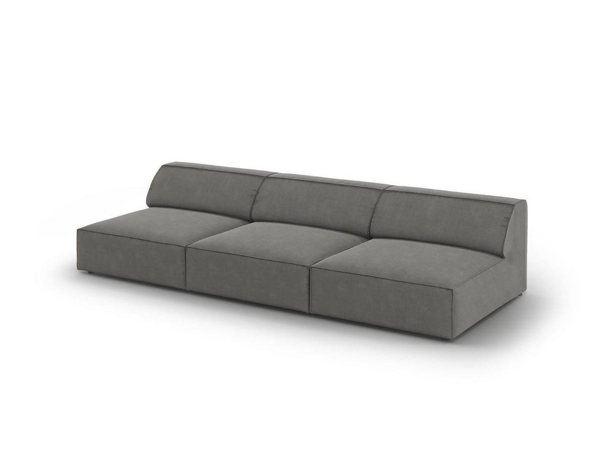 SOFA Jodie aus Samt hellgrau 3 Sitzplätze - Hellgrau, Textil (240/70/102cm) - Micadoni