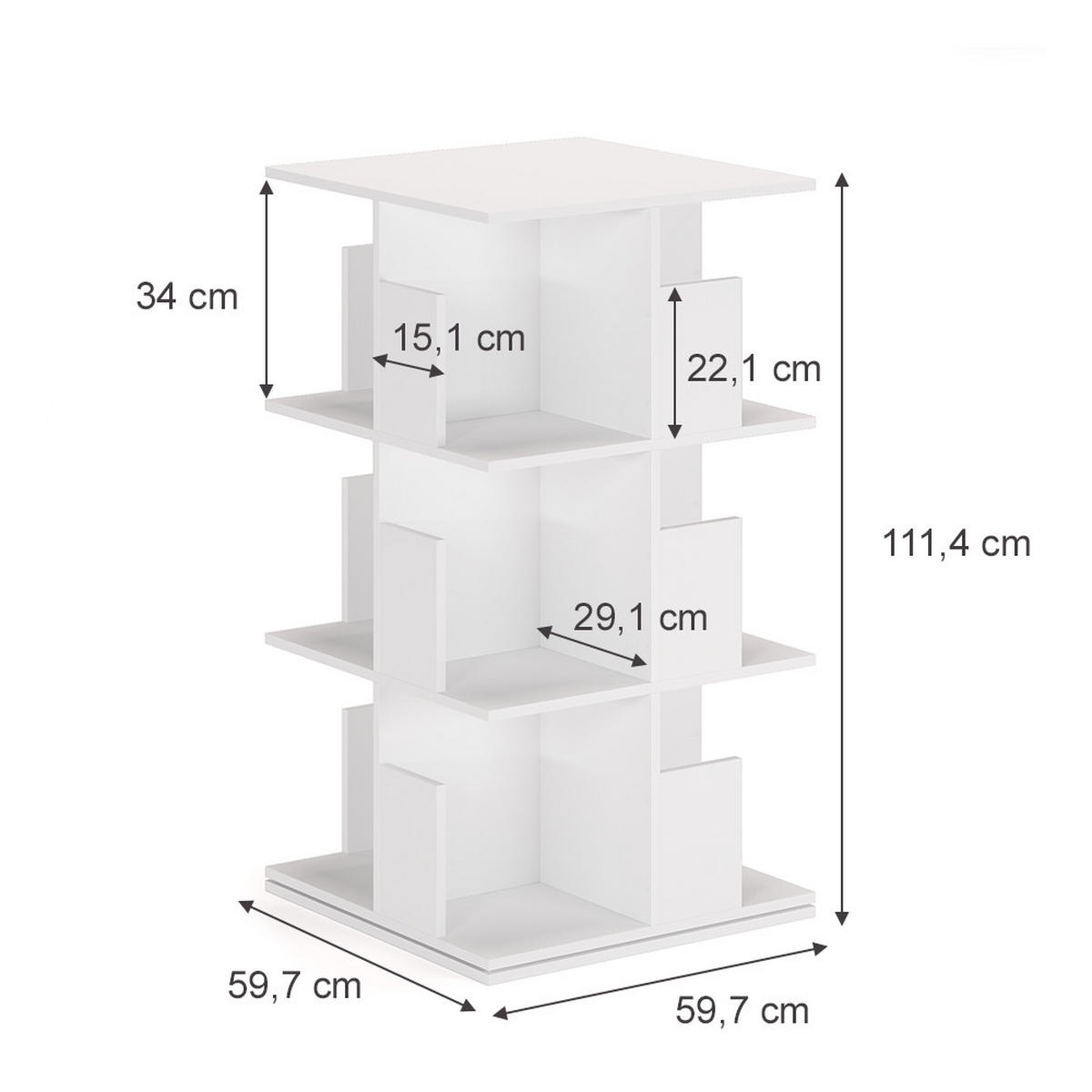 BÜCHERREGAL Alfa Weiß 59.7 x 111.4 cm - Weiß, Holzwerkstoff (59.7/111.4/59.7cm) - Vicco