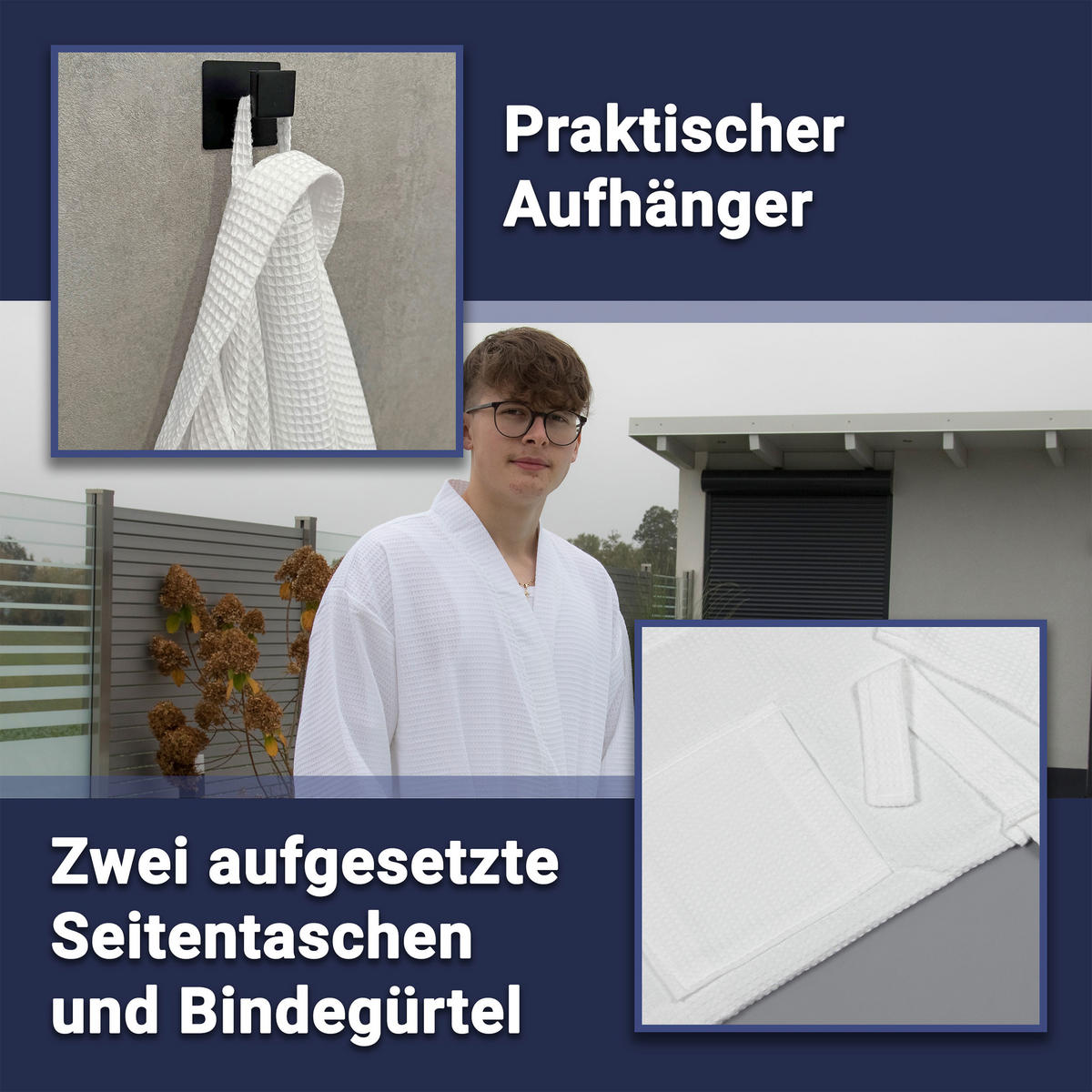 BADEMANTEL, 3XL, 80% Baumwolle, 20% Polyester, Weiß - Weiß, Naturmaterialien (XXXLnull) - Zollner