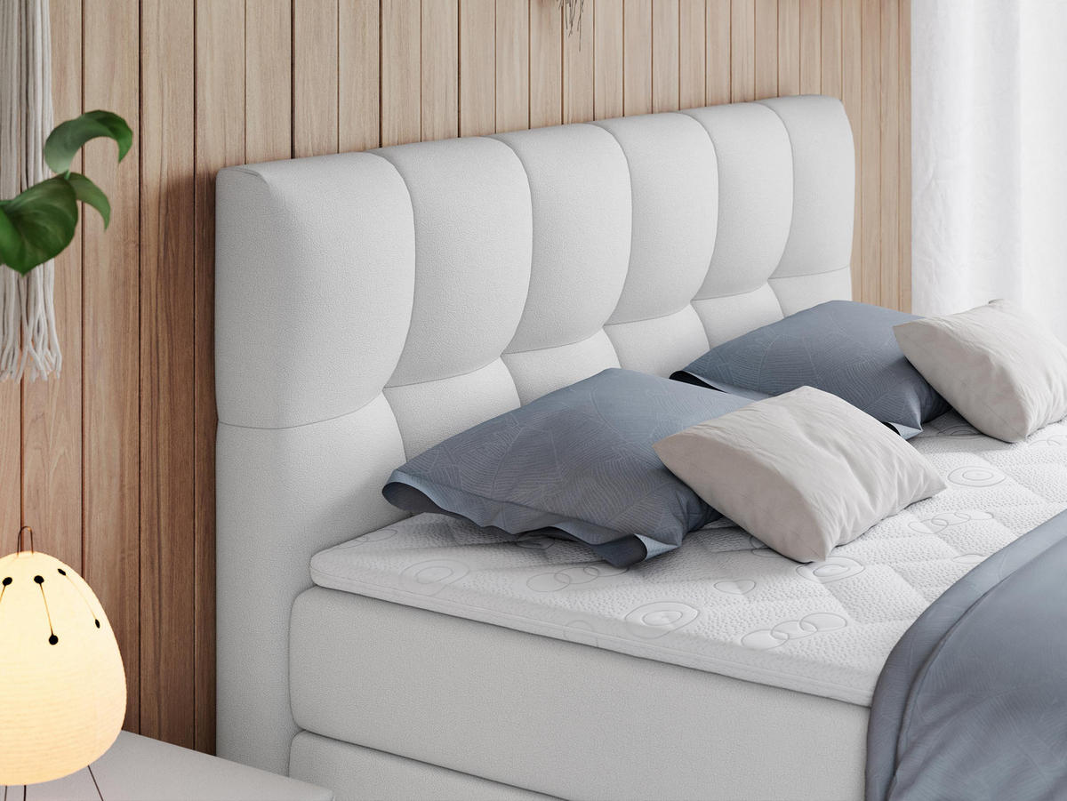 BOXSPRINGBETT ALVIN KING 120/200 Weiß Kunstleder - H3 - Weiß, Holz/Textil (120/200cm) - MKS
