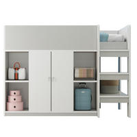 HOCHBETT 90/200 cm mit Leiter, Schrank und Regalen aus Holzwerkstoff, Grau/Weiß - Grau, Holzwerkstoff (90/200cm) - Redom