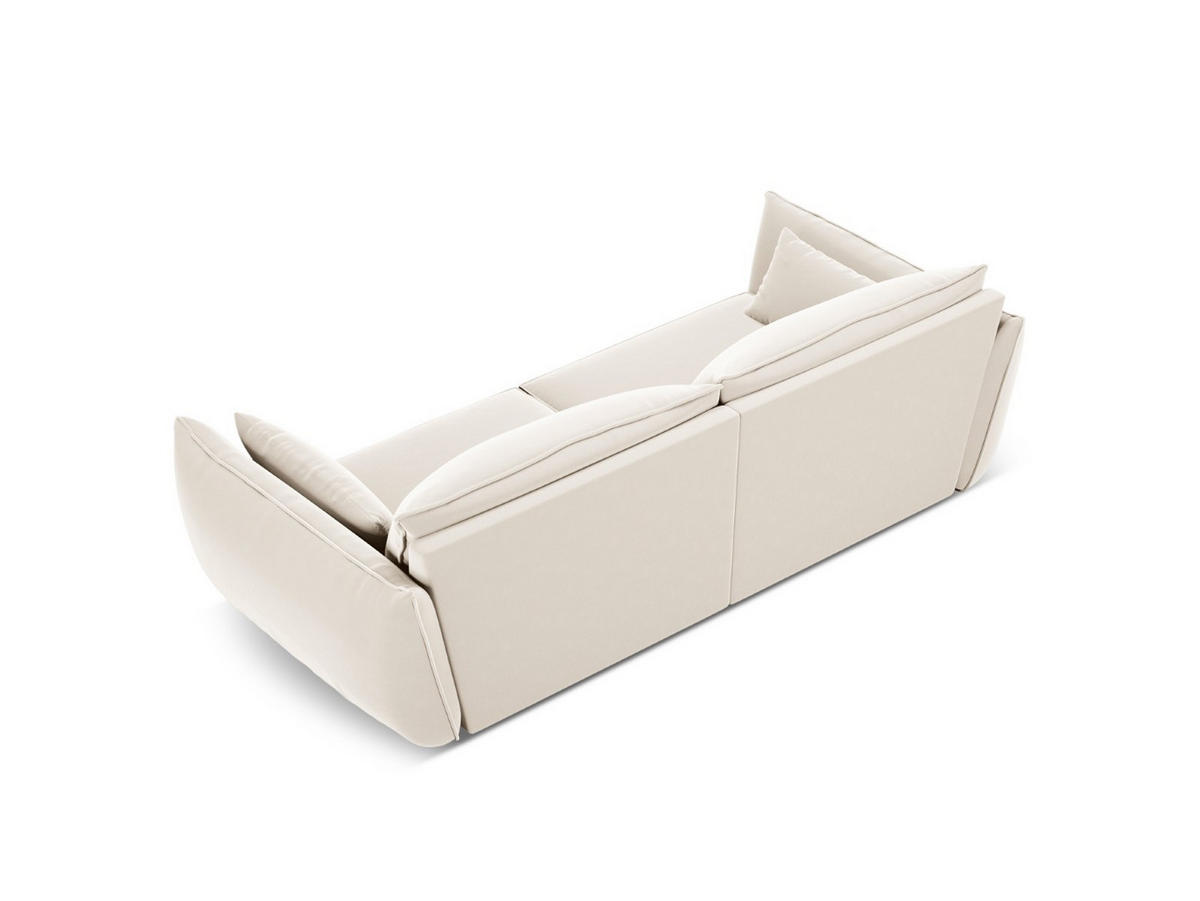 SOFA Kaelle aus Samt leichtes beige 3 Sitzplätze - Creme, Textil (100/85/208cm) - Micadoni