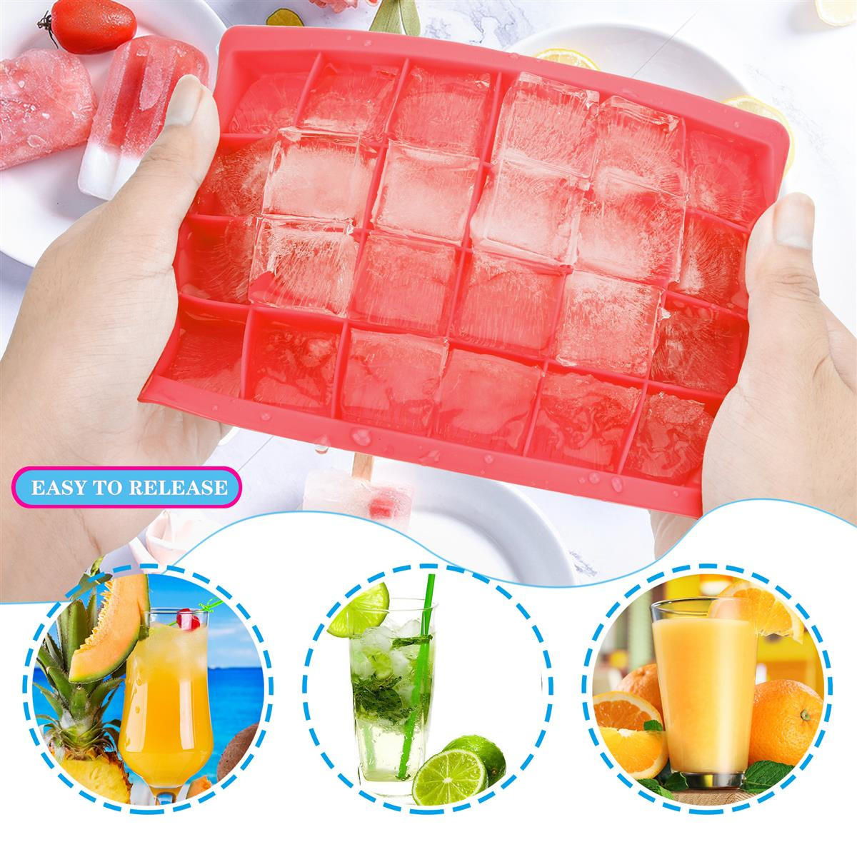 EISWÜRFELFORM 2er Set - Rot, Kunststoff (13/2.5/18cm) - Intirilife