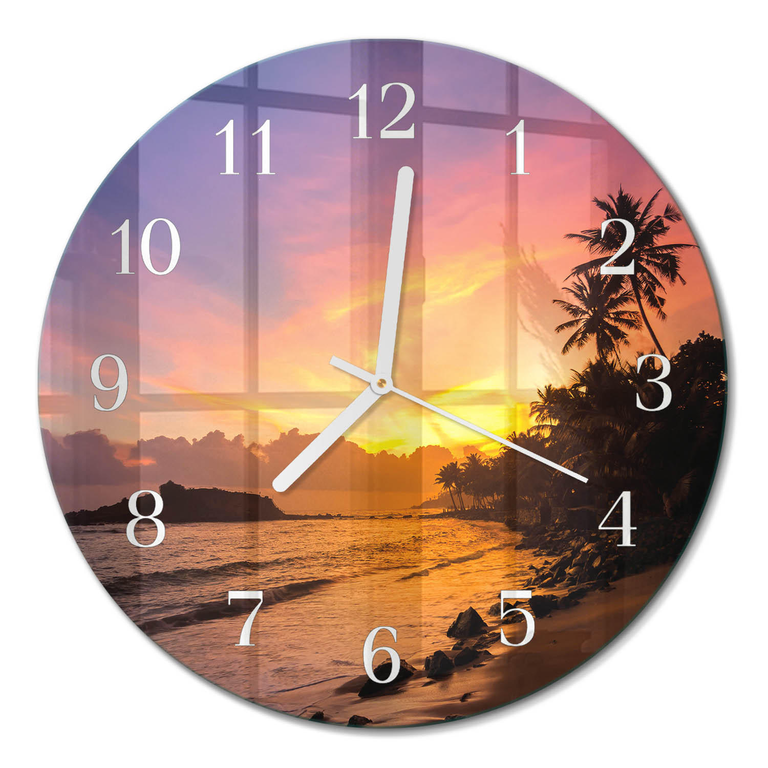 WANDUHR fi30 cm - Sonnenuntergang - Multicolor, Glas (30/30/0.4cm) - TULUP
