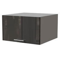 AUFSATZSCHRANK Essen W6B/60 Graphit Hochglanz / Grau Matt 60 / 59 / 36cm - Graphitfarben/Grau, Holz/Holzwerkstoff (60/36/59cm) - Feldmann-Wohnen