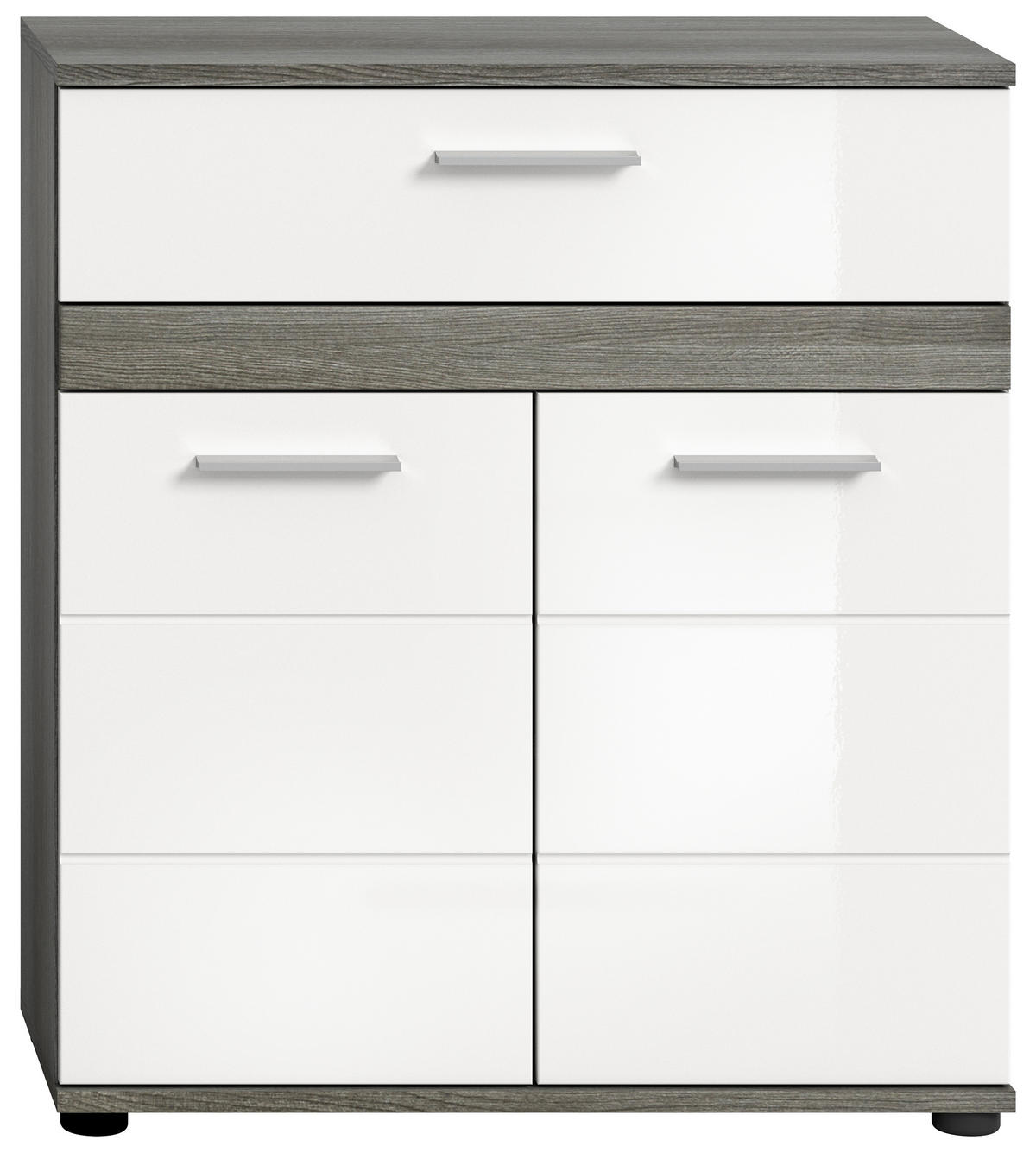 MIDISCHRANK Blake Bad in Rauchsilber Nachbildung und weiß hochglanz B/H/T: 70x79x31 cm - Anthrazit, Holz (70/79/31cm)