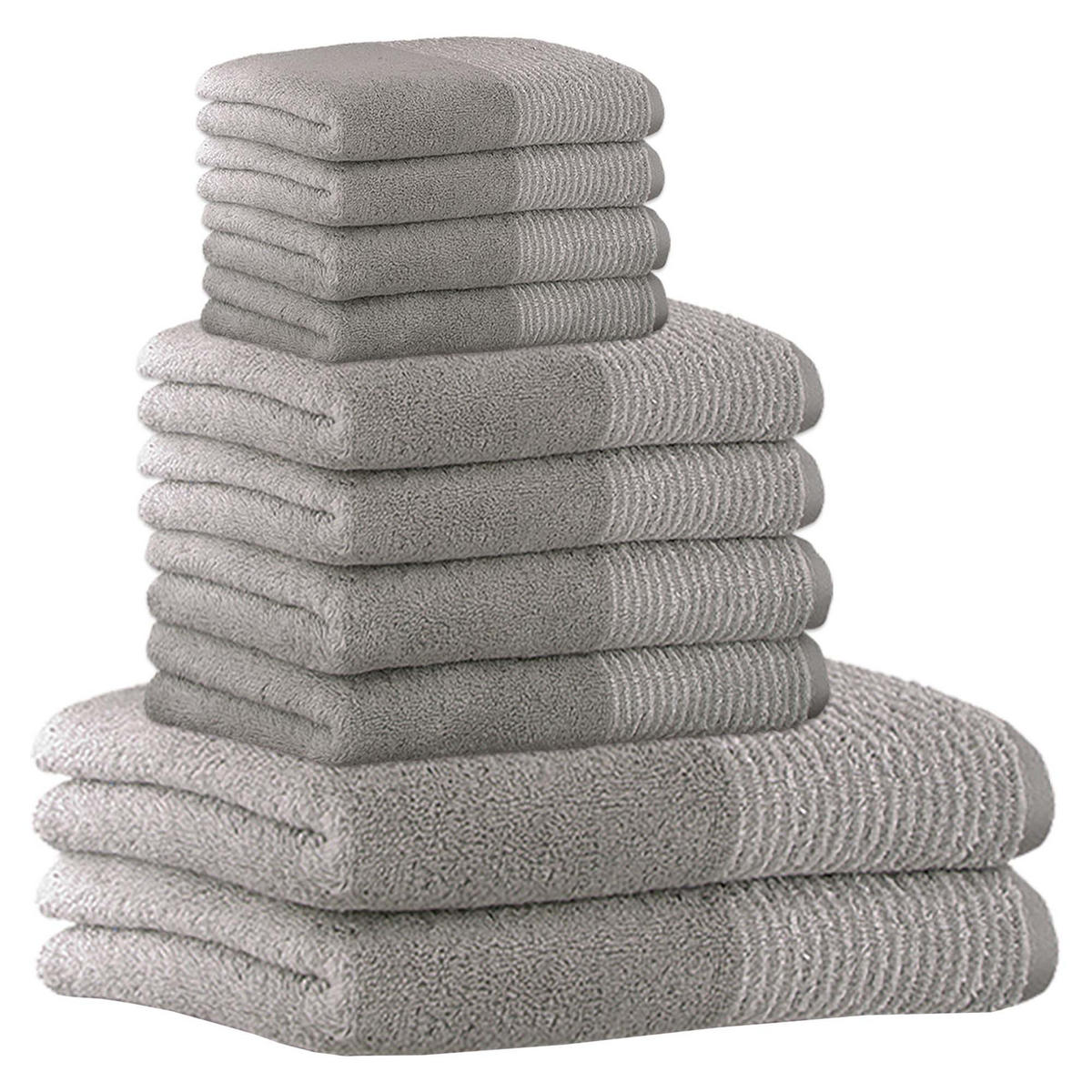 HANDTUCH Unisex Luxury Home C Two-Tone Grau Baumwolle 10er Pack - Platinfarben, Naturmaterialien (200/135cm) - Cawoe