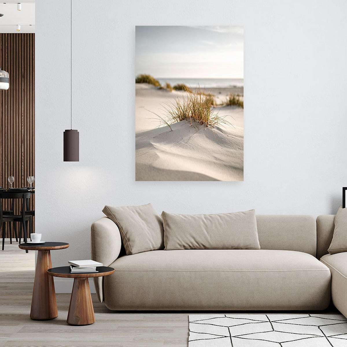 LEINWANDBILD Strand Meer Dünen Natur Pflanzen 80x120cm - Beige, Textil (80/120cm) - Feeby