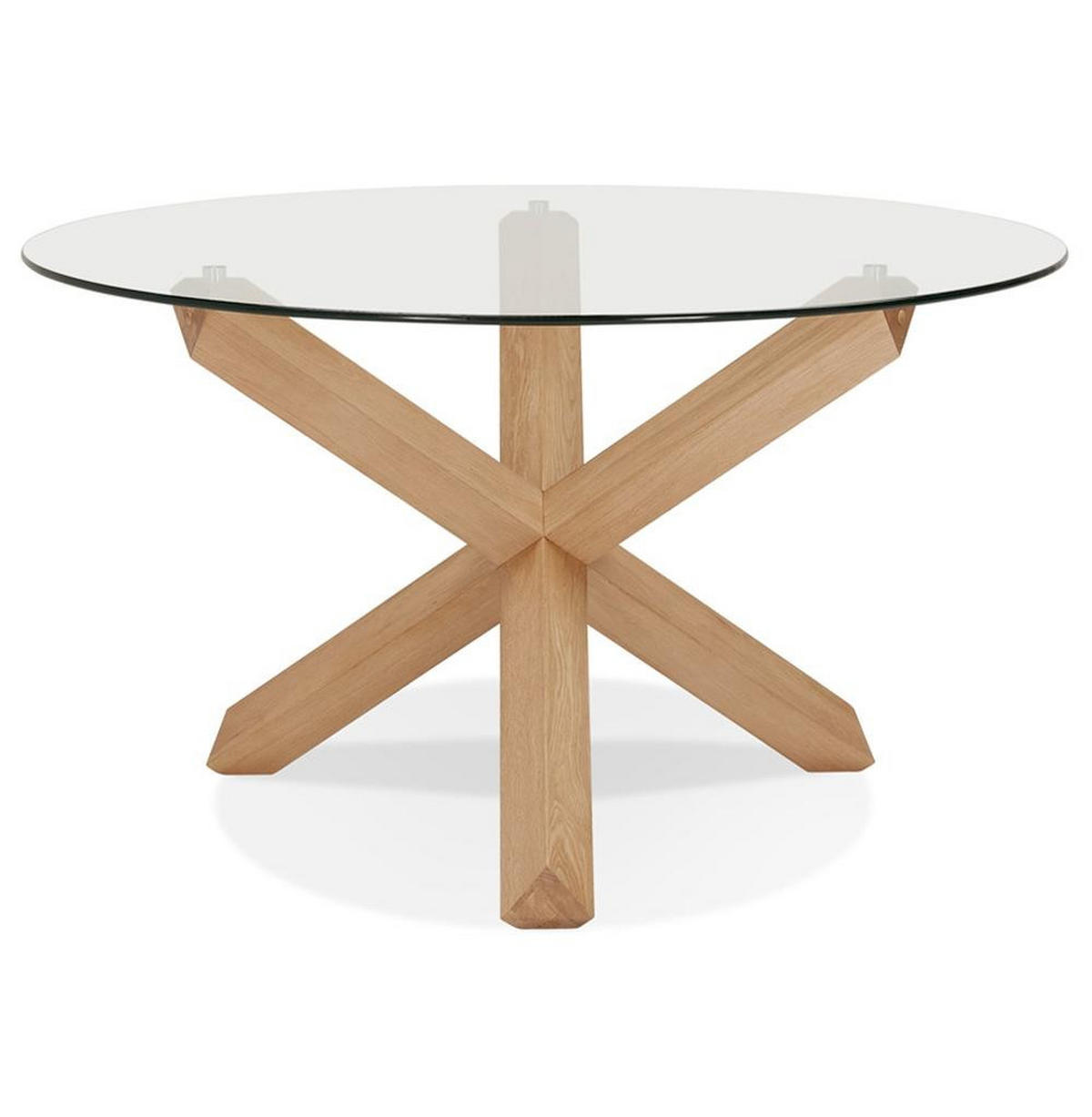 ESSTISCH Rund Massivholz Eiche Skandi-Stil FINAX, Transparent-Beige 130x130x75 cm - Transparent/Beige, Eichenholz/Holz (130/130/75cm) - KADIMA DESIGN
