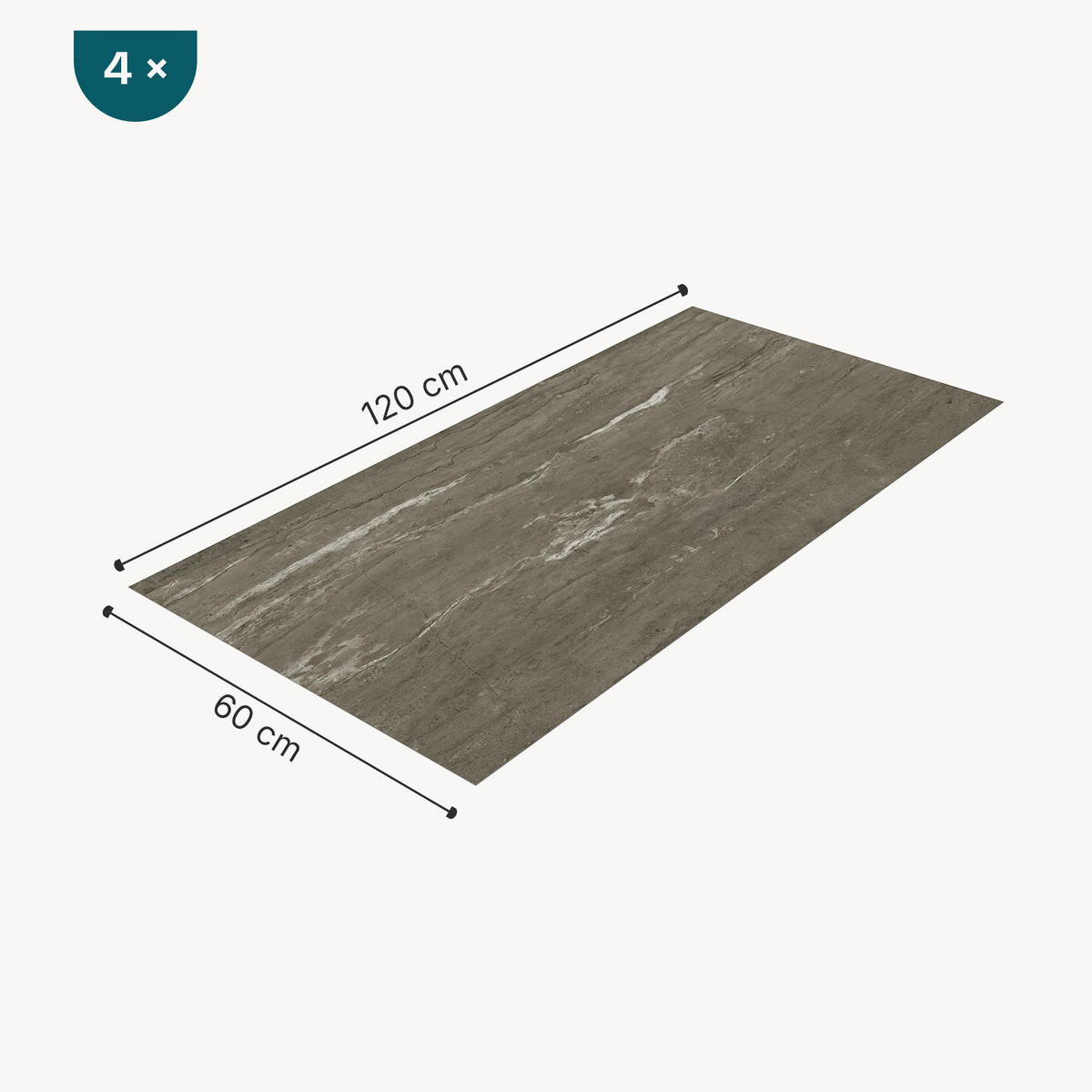 SADA SPRCHOVÉ ZADNÍ STĚNY 4 DÍLY Bladel - šedá, plast (60/120/0.3cm) - [neu.haus]