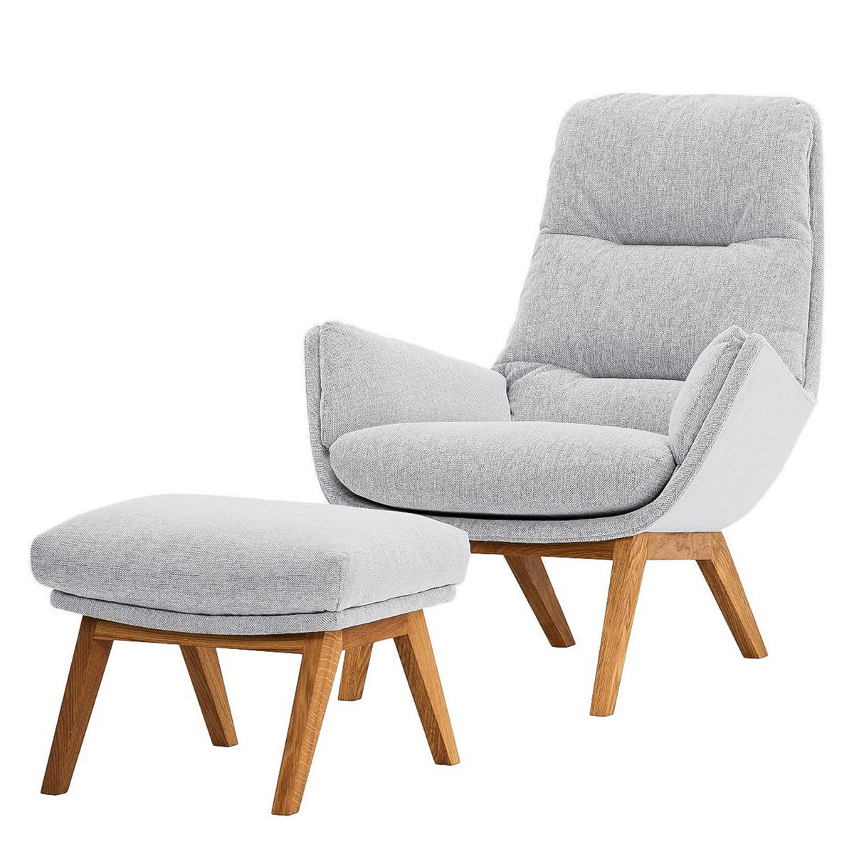 SESSEL mit Holzfüßen - Eichefarben/Hellgrau, Eichenholz/Holz (83/95/97cm) - home24