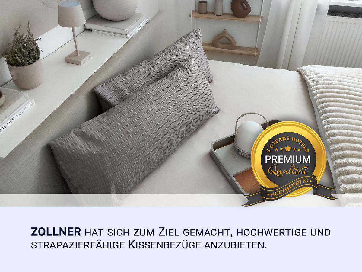 KISSENBEZUG, 2er-Set, 40x80 cm, 100% Baumwolle, Grau - Grau, Textil (40/80cm) - Zollner