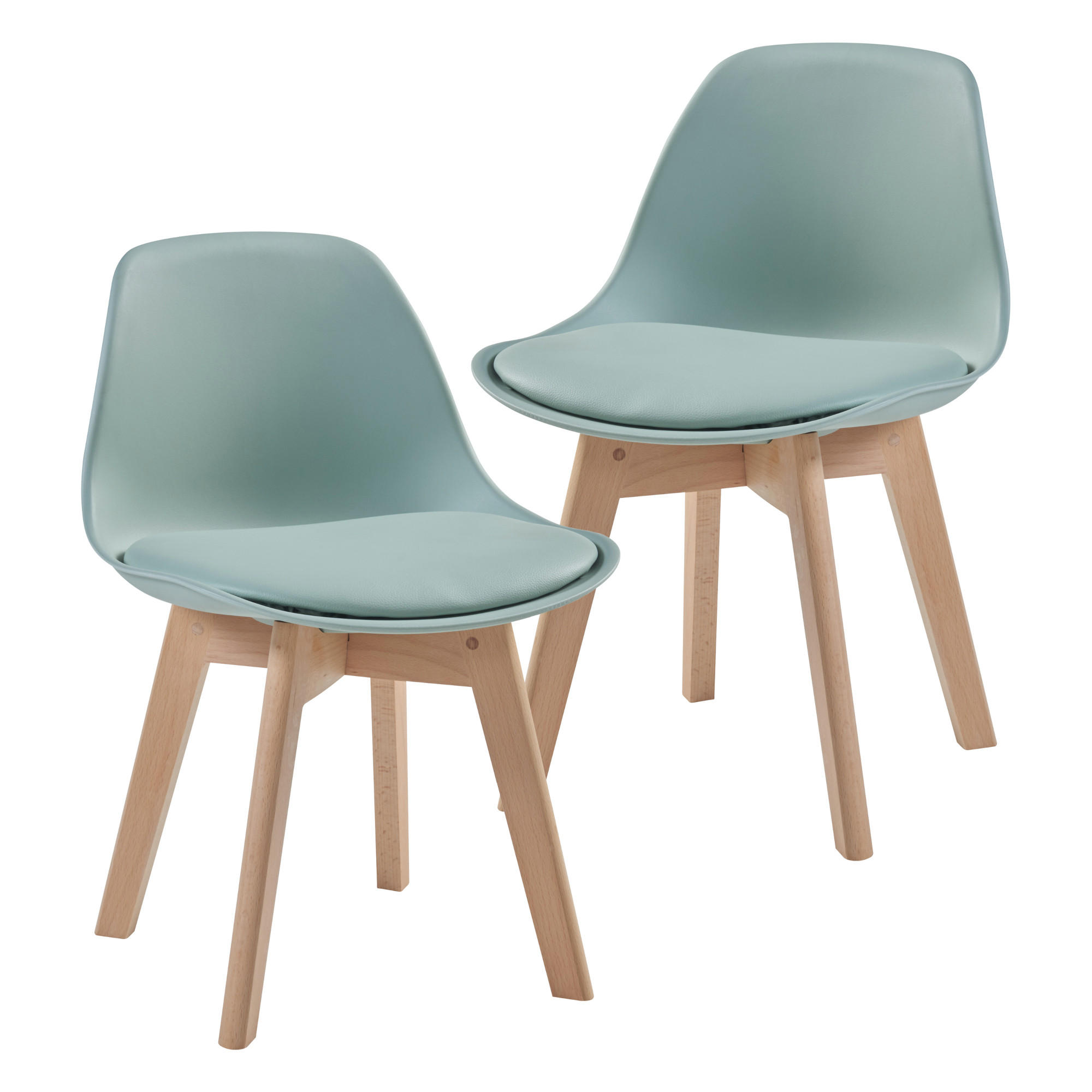 KINDERSTUHL Elvdal - Naturfarben/Mintgrün, Holz/Kunststoff (38/56/33cm) - [en.casa]