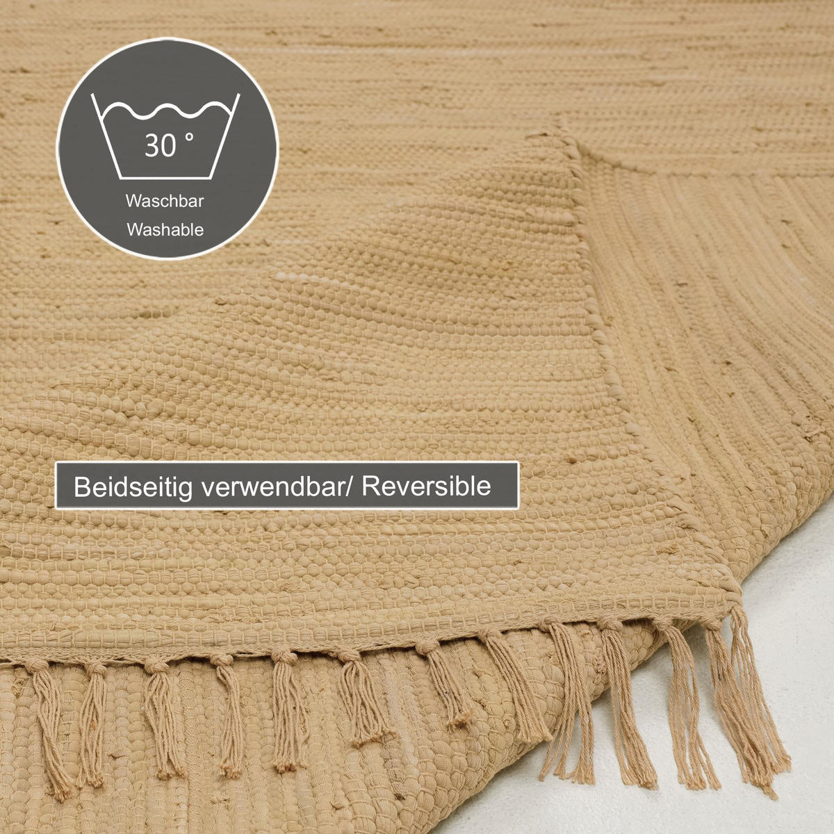 FLECKERLTEPPICH Chindi 70x140 cm - Naturfarben, Textil (70/140cm) - Rug and Roll