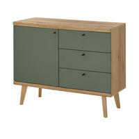 SIDEBOARD Salbei grün, Eiche Evoke, skandinavisch 107 cm, Kommode mit Vollauszug - Salbeigrün/Eichefarben, Holz/Holzwerkstoff (107/83/40cm) - Furn.Design