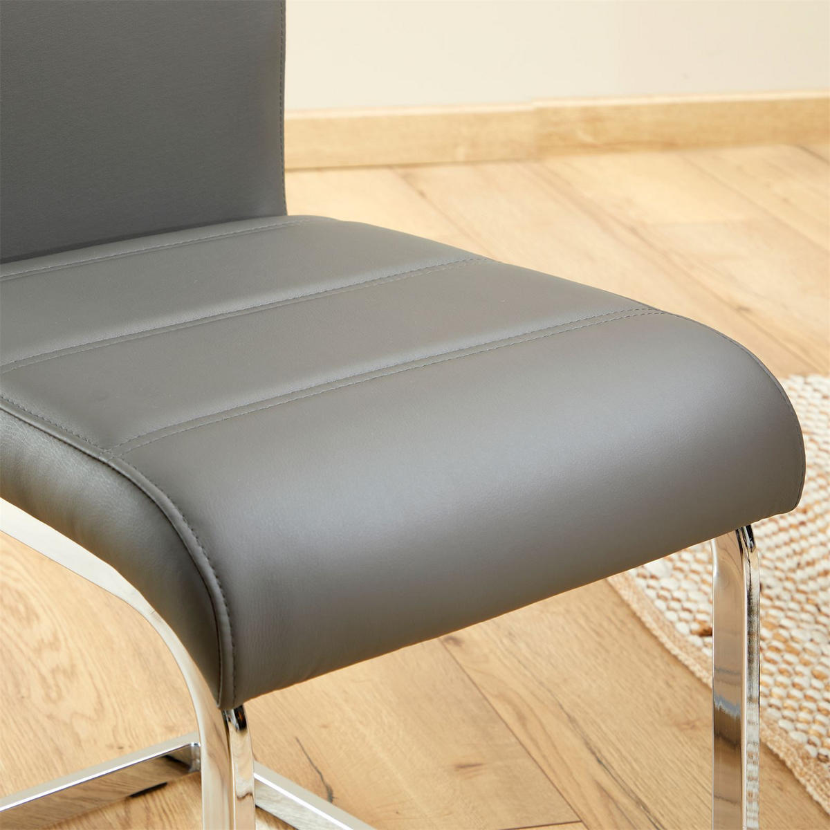 SCHWINGSTUHL LETICIA 4ER-SET - Grau, Textil/Metall (42/96/57cm) - IDIMEX