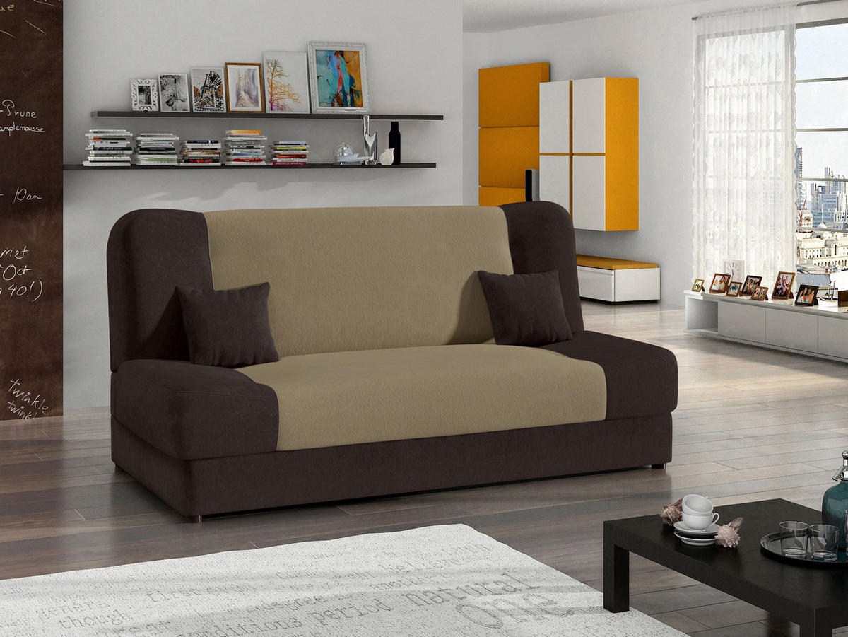 CANAPEA EXTENSIBILA Jonas Style - maro, material textil/lemn (195/86/87cm)