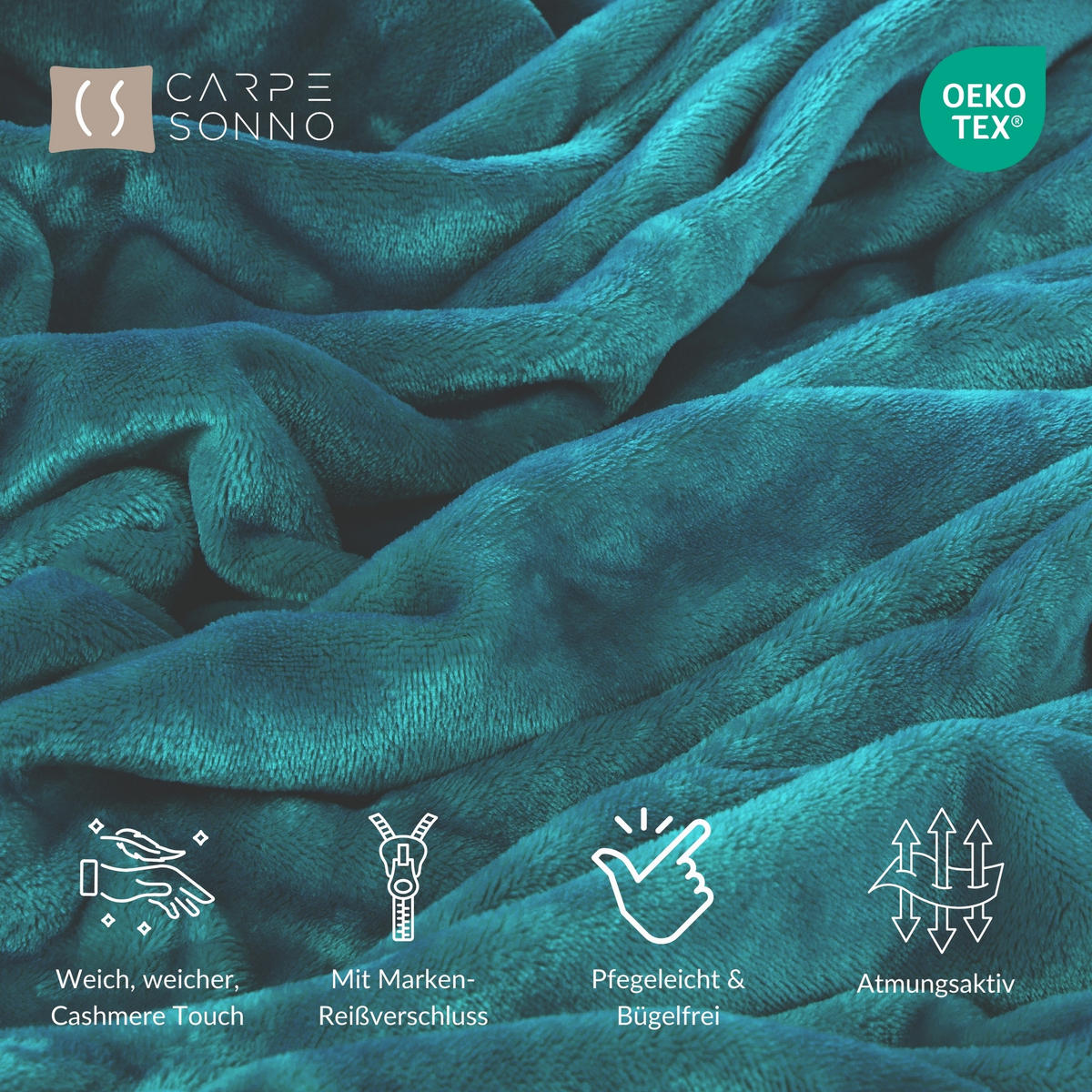 WINTER-BETTWÄSCHE 135x200 Cashmere-Touch Warmer Winter Bettbezug Kuschelig Petrol - Petrol, Textil (135/200cm) - Carpe Sonno