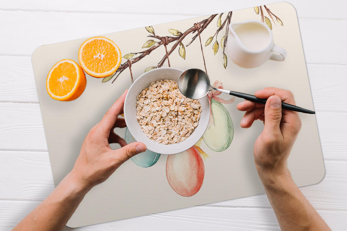 PLATZSETS 6er-Set Osterkuchen - Schleife - Eier Unterlage 45x30 cm - Creme, Kunststoff (0.3/45/30cm) - MuchoWow