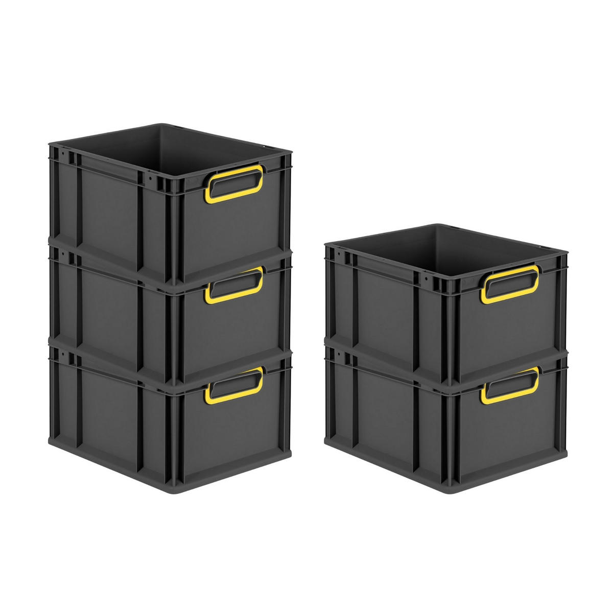 EUROBOX NextGen Color 22x30x40 cm 20 Liter Griffe gelb zu, Schwarz - Gelb/Schwarz, Kunststoff (30/22/40cm) - PROREGAL