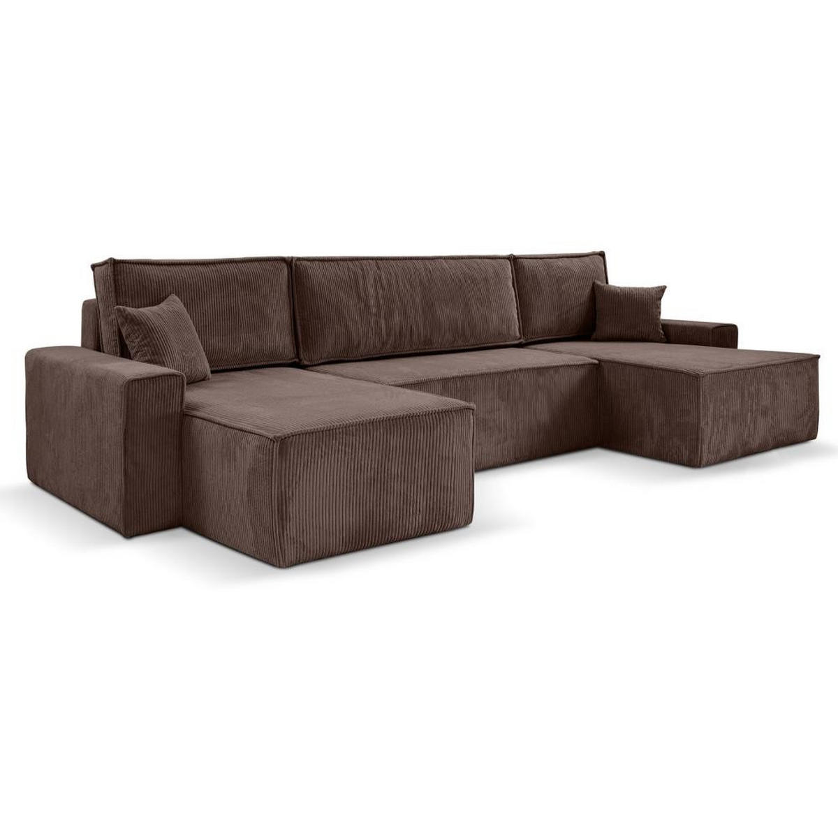 WOHNLANDSCHAFT Hektor U mit Schlaffunktion braun - Schwarz/Braun, Kunststoff/Textil (377/94/152cm) - Beautysofa