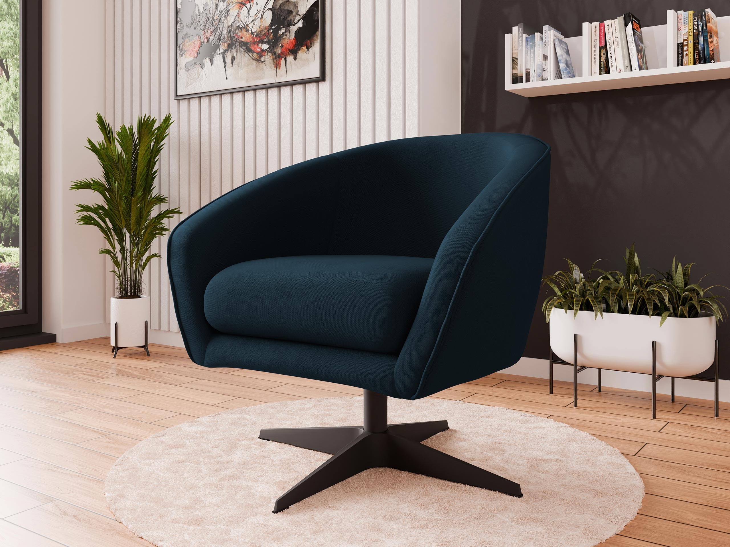 SESSEL Roma BX - Schwarz/Dunkelblau, Holz/Textil (80/75/80cm) - MIRJAN24