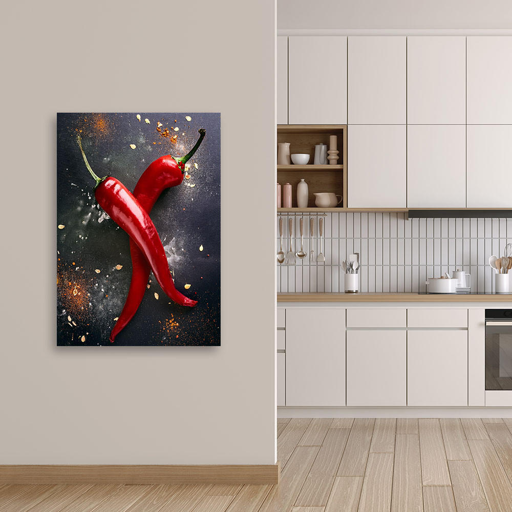 WANDBILD paprika food küche - Rot, Textil (40/60cm) - Feeby