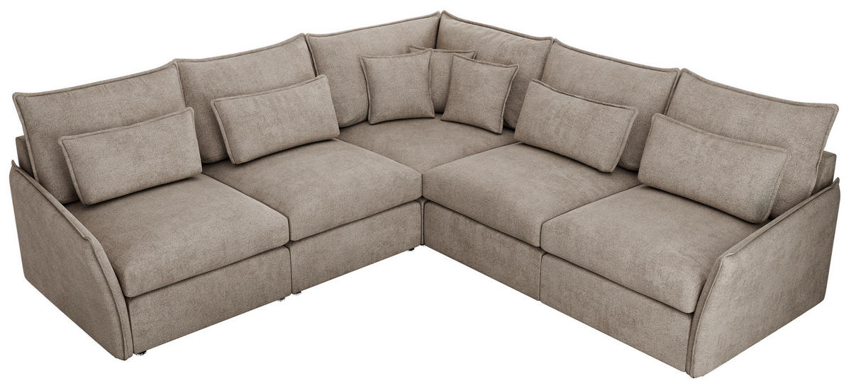 ECKSOFA VERSO L Beige Struktur - Beige/Schwarz, Kunststoff/Textil (270/270cm) - MKS