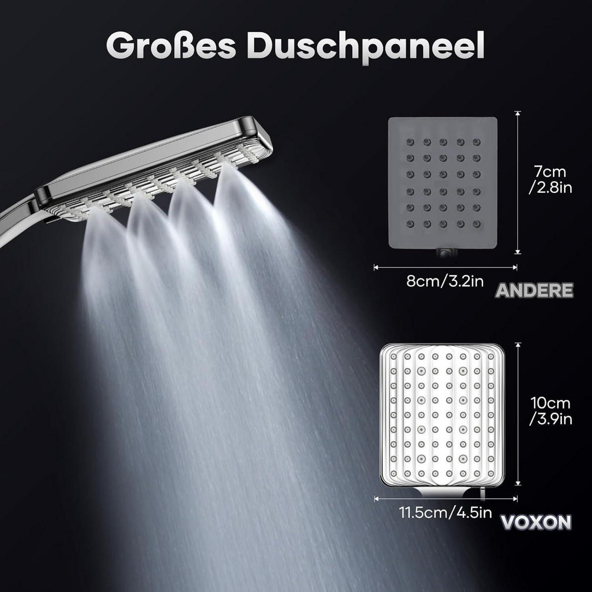 HANDBRAUSE mit 6 Strahlarten Silber - Silberfarben, Metall (12.5/12.7/27.5cm)