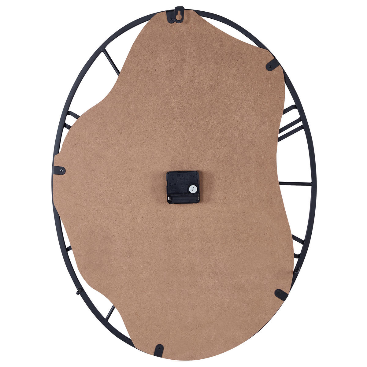 WANDUHR Metall heller Holzfarbton/schwarz Meynes - Schwarz, Metall (46/60/0.5cm) - Beliani