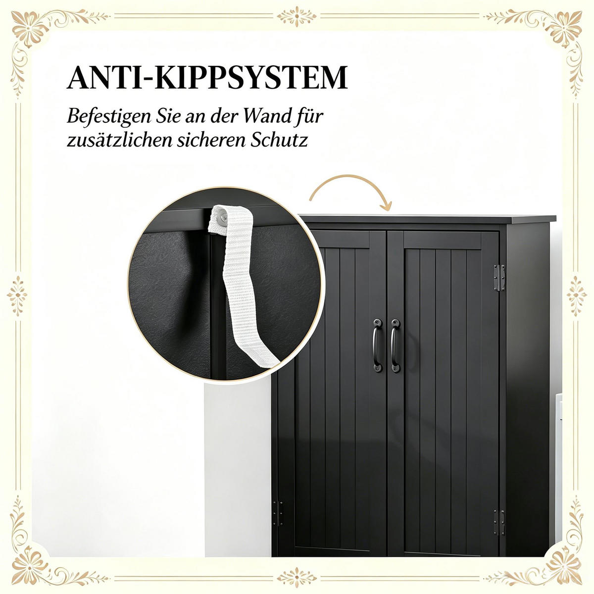 HIGHBOARD DE-38811 60/30/123 cm, 2 Türen und 3 Regale Schwarz - Schwarz, Holzwerkstoff (60/123/30cm) - ComfortXL