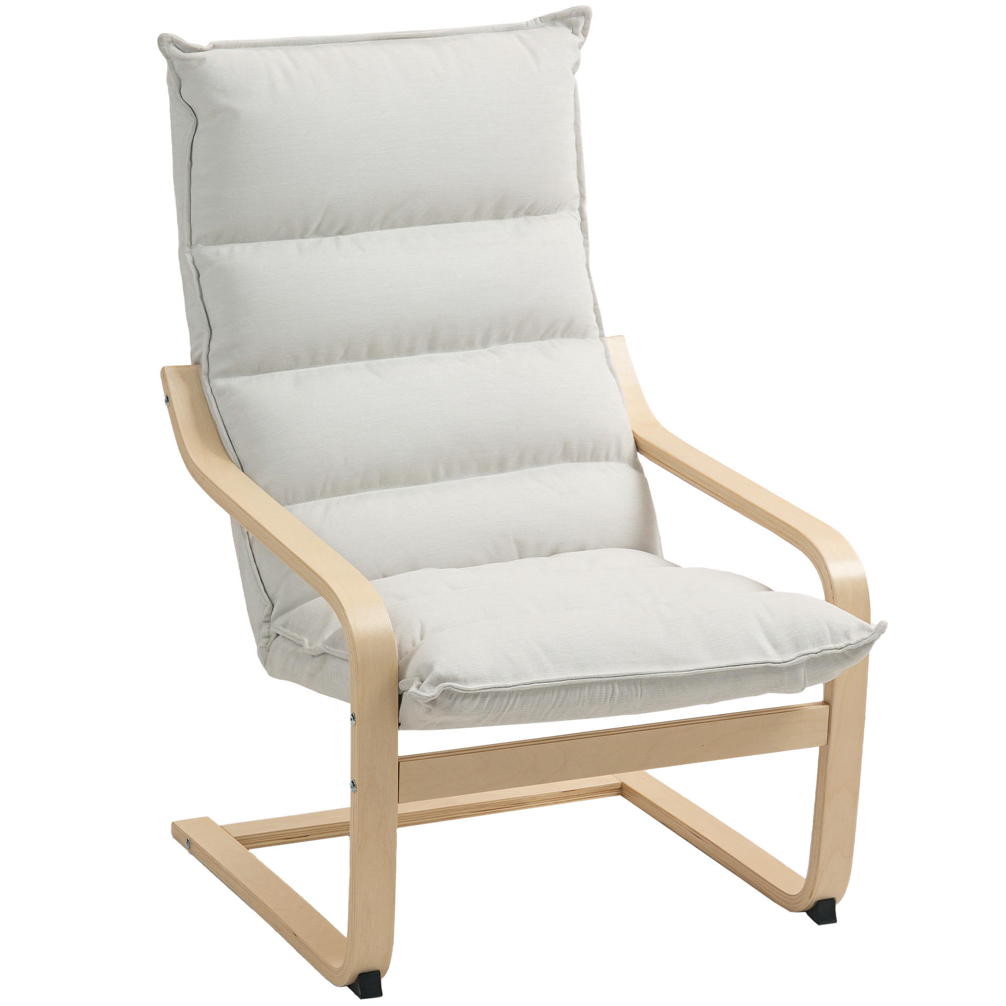 SESSEL Polyester Cremeweiß - Creme, Holz/Birkenholz (67/105/83cm) - HOMCOM