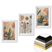WANDBILDER 3er-Set - 20x30 cm Weißer Rahmen - Boho-Pflanzenmuster Natur - Weiß, Kunststoff (20/30cm) - ArtPrintCave
