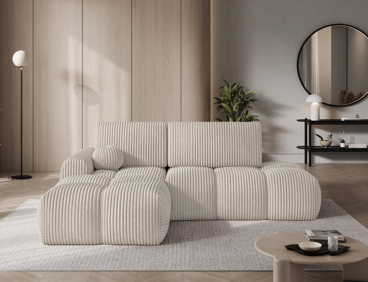 ECKSOFA VITTARIO mit Schlaffunktion & Bettkasten – Modernes L-Sofa 227 cm, inklusive Kissen - Weiß, Kunststoff (227/95cm) - Wohnideebilder