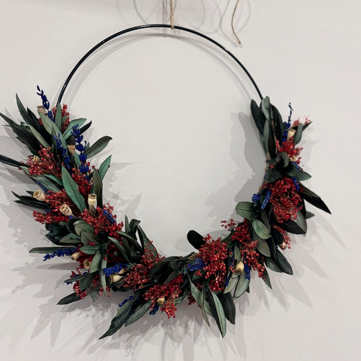 TROCKENBLUMEN kranz Olive Lavendel Mix - Rot, Naturmaterialien (5cm) - Lykke & You