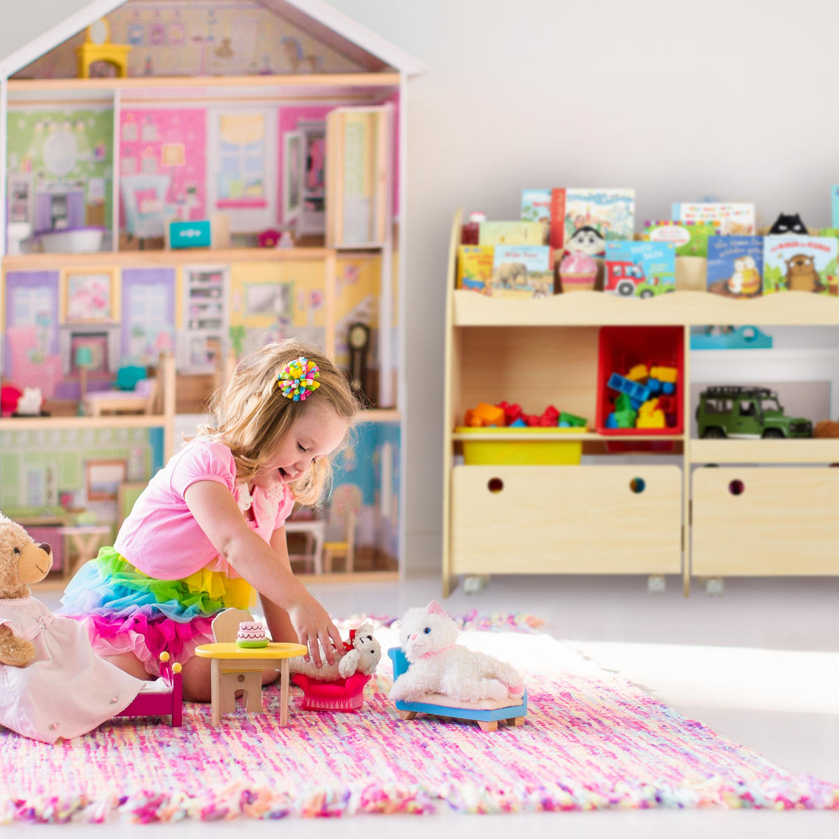 KINDERREGAL Spielzeug - Hellbraun, Holzwerkstoff/Kunststoff (108/88/29cm) - Relaxdays