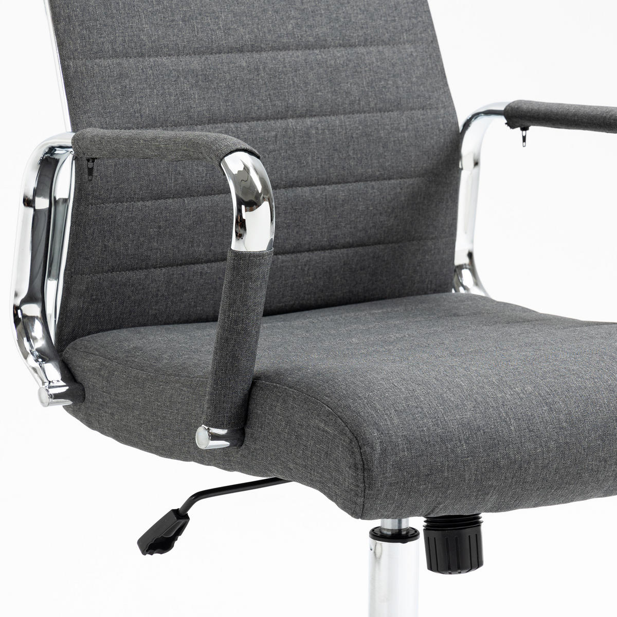 SCHREIBTISCHSTUHL OFFICE COMFORT LB Stoffbezug Dunkelgrau - Dunkelgrau/Silberfarben, Textil/Metall (56/103/64cm) - SVITA