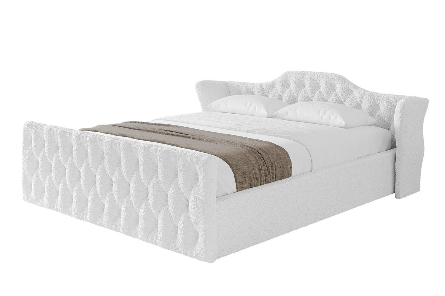 POLSTERBETT mit Bettkasten, Fußteil und Lattenrost, Boxbett mit Matratze H3/H4 - ZORAN-Z-V1 140x200 Weiß - Weiß, Holzwerkstoff/Textil (140/200cm) - ALTDECOR