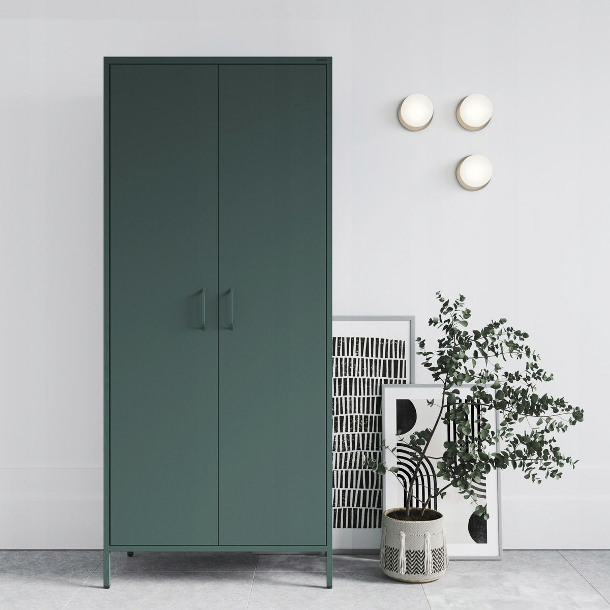 KLEIDERSCHRANK FLAVIO - Dunkelgrün, Metall (80/185/45cm) - Jan Nowak