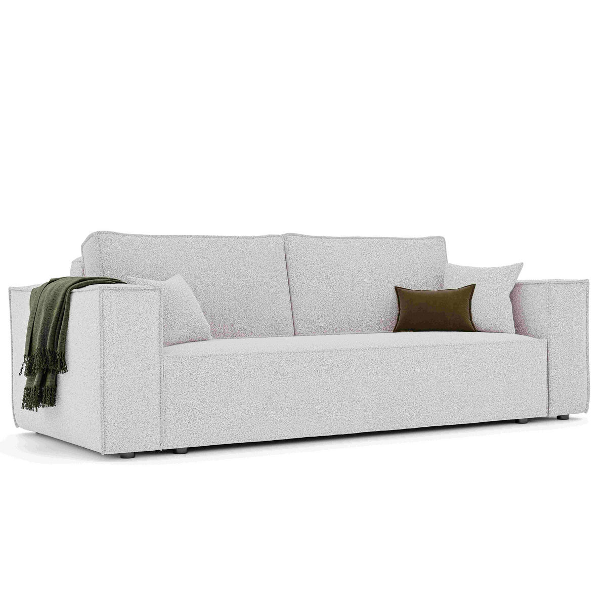 SOFA 3-Sitzer mit Schlaffunktion und Bettkasten, Creme - Beige/Creme, Holzwerkstoff/Textil (240/84/105cm) - Idohome