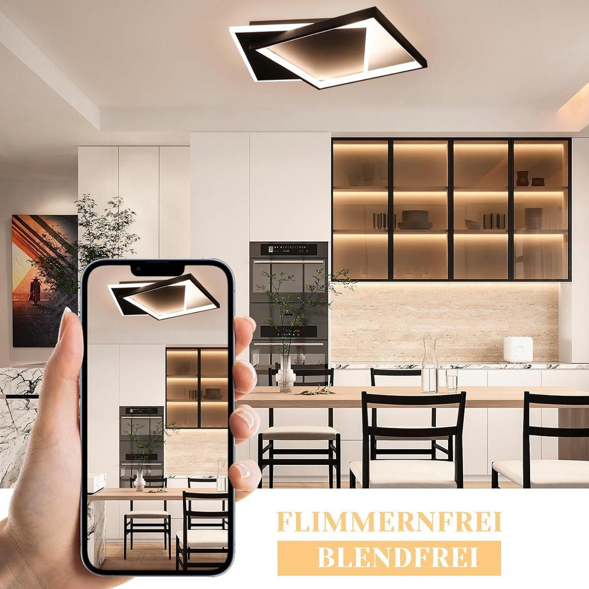 LED-DECKENLEUCHTE Daniela 44/40/6 cm - Schwarz, Metall (44/40/6cm) - Nettlife