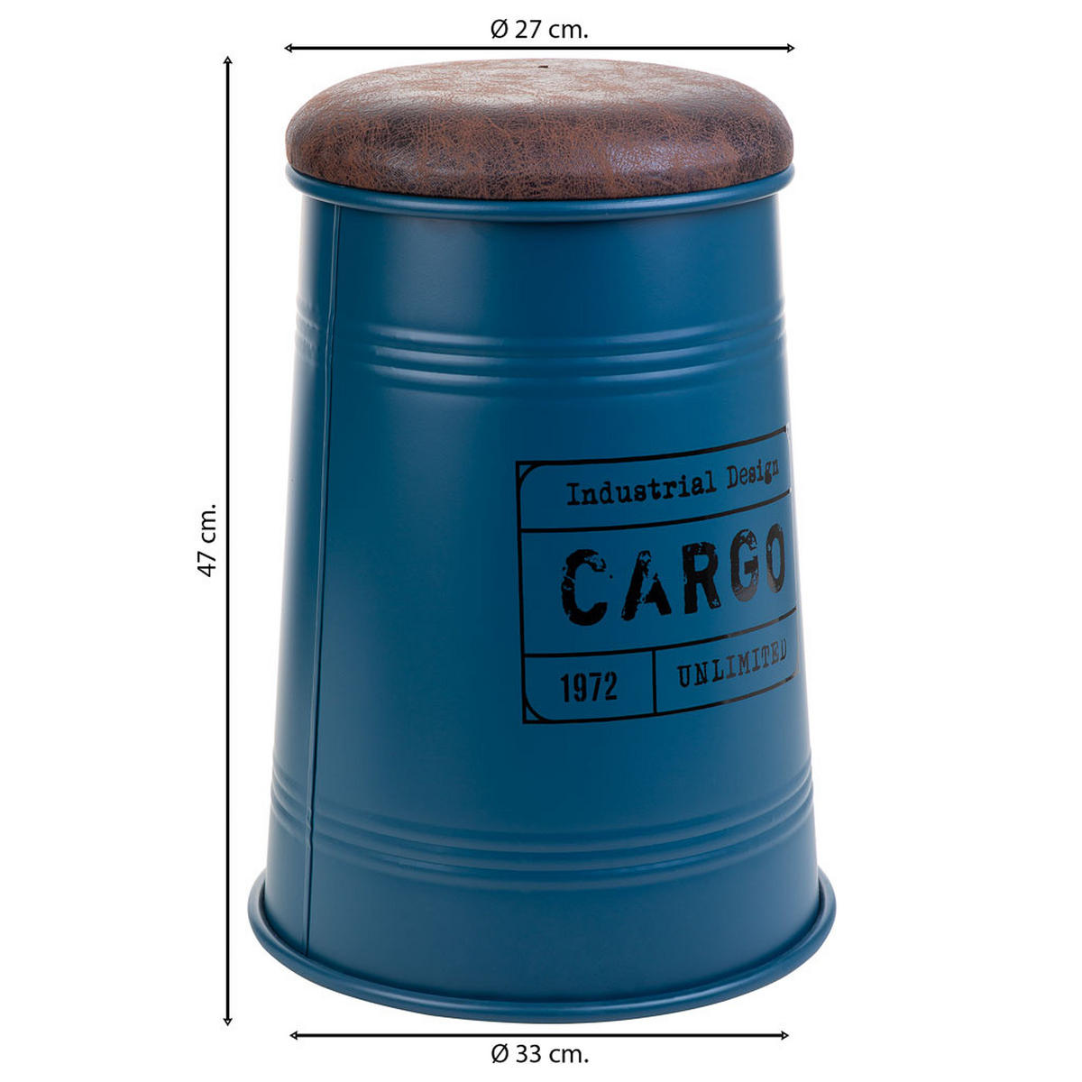 HOCKER aus Metall, blau, 33x47cm - Blau, Metall (34/28/47cm) - Wanderlust