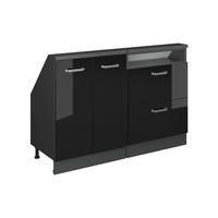 KUCHYŇSKÁ SKŘÍŇKA POD ŠIKMOU STŘECHU R-Line Vysoce lesklá černá/antracitová - černá/antracitová, kompozitní dřevo (120/81.6/46cm) - Vicco