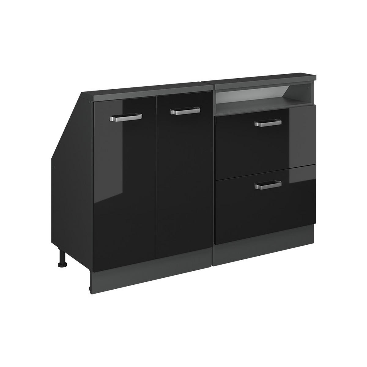 KUCHYŇSKÁ SKŘÍŇKA POD ŠIKMOU STŘECHU R-Line Vysoce lesklá černá/antracitová - černá/antracitová, kompozitní dřevo (120/81.6/46cm) - Vicco