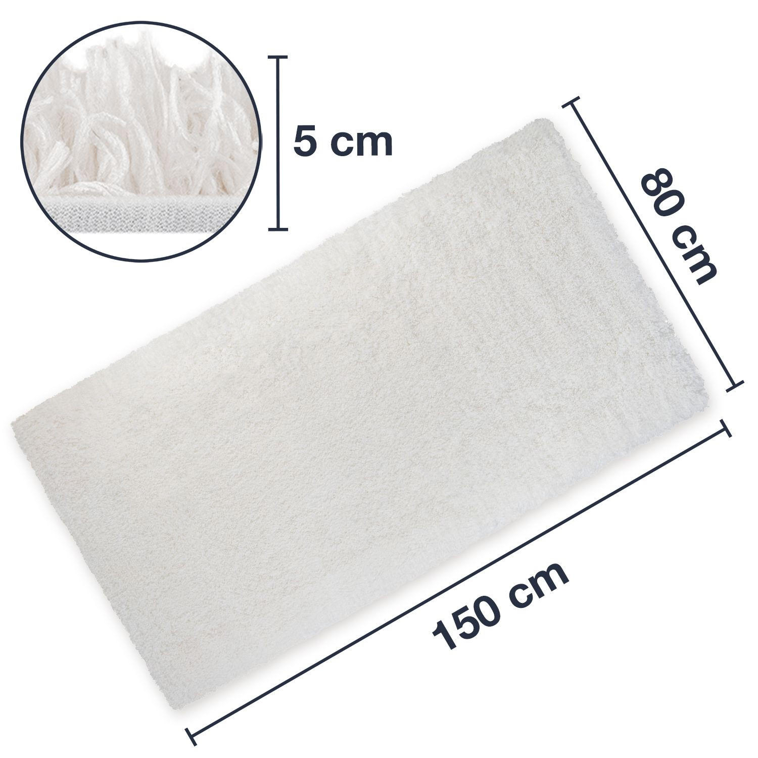 Thumbnail - WohnDirect Badteppich, Weiß, Textil, 80x150 cm, Oeko-Tex® Standard 100, Badtextilien, Badematten