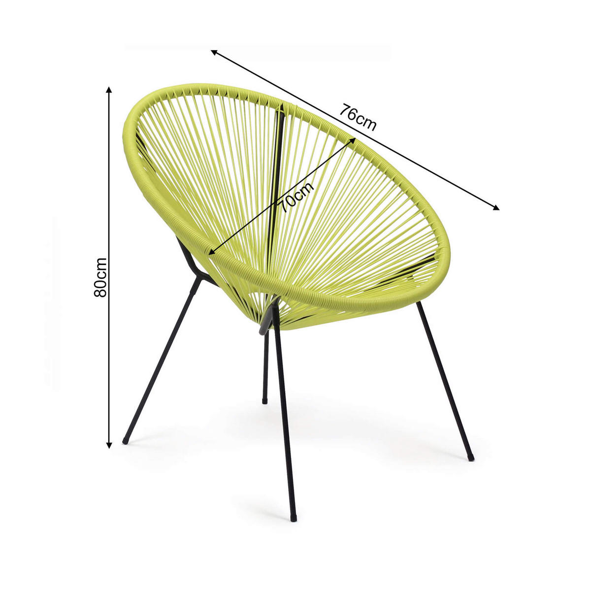 GARTENSTUHL Gelb 70/76/80 cm - Gelb, Metall (70/80/76cm) - Mobili Rebecca